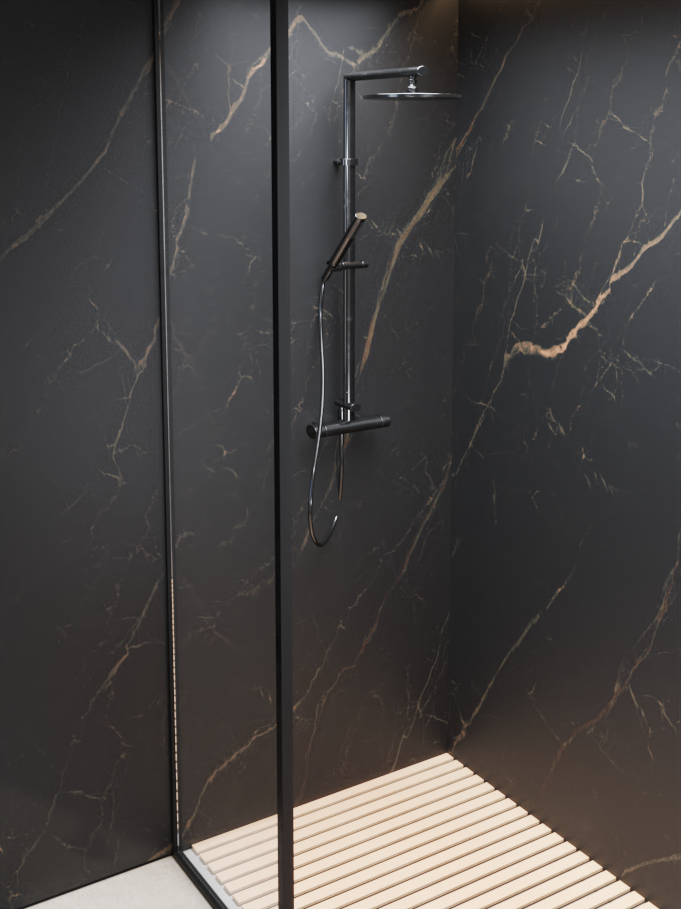 CHECK Smart Wall Tile 30005M Marmor Carrara-Schwarz (3050x1120x8mm)