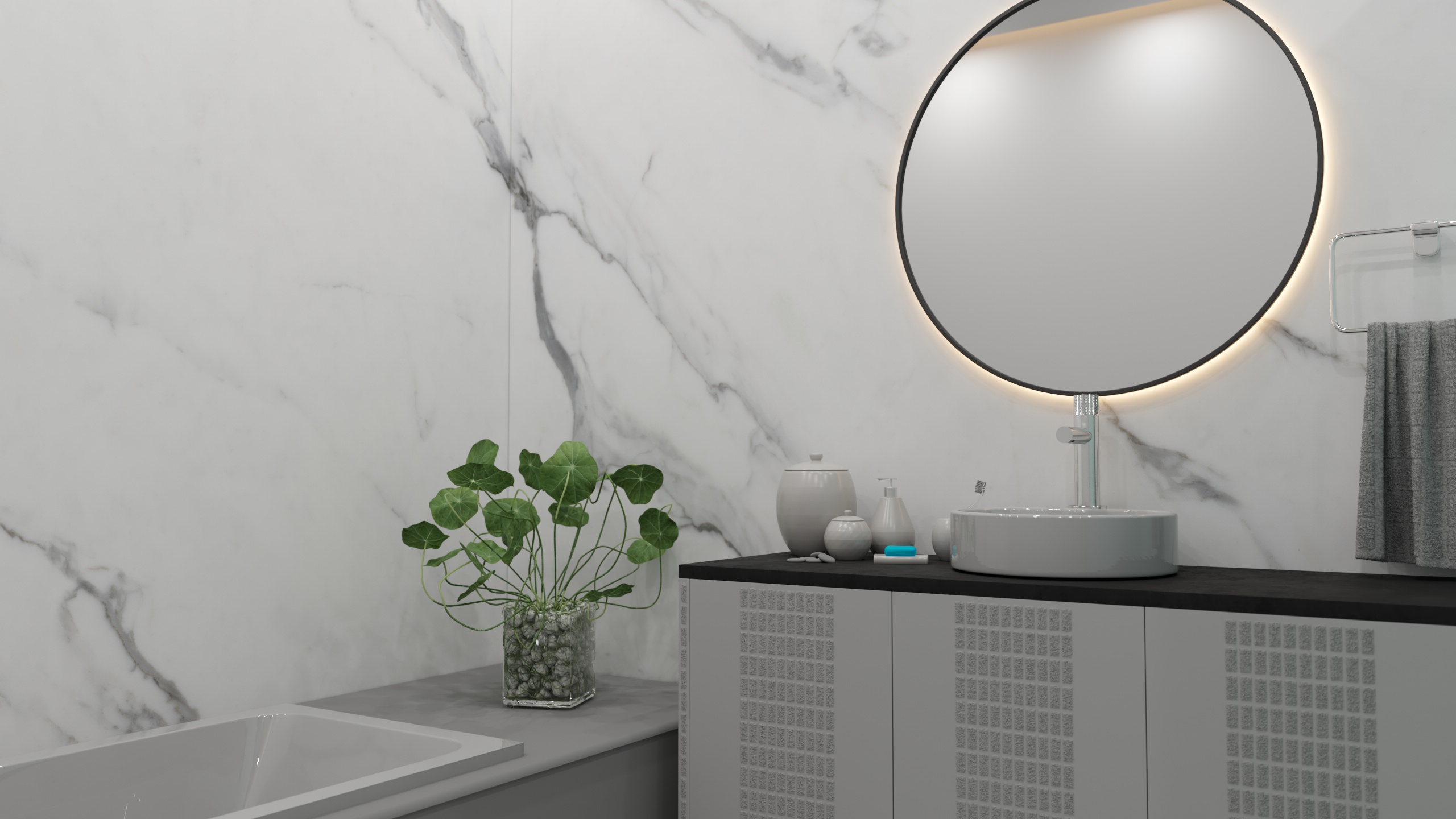 CHECK Smart Wall Tile 30001M Marmor Lasa-Weiß SM (3050x1120x8mm)