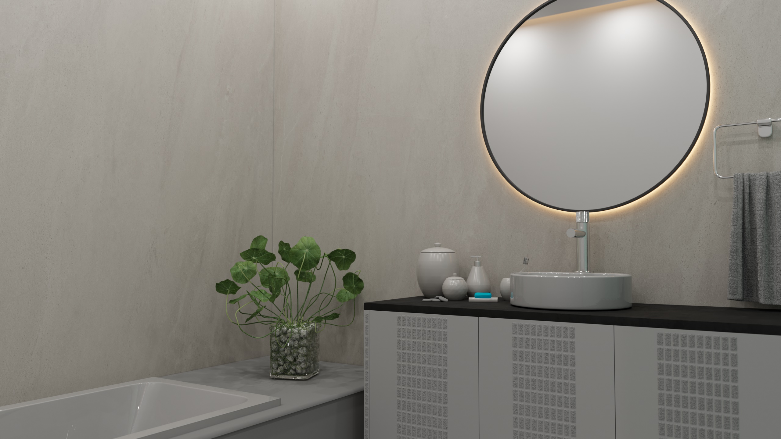 CHECK Smart Wall Tile 30002M Sichtbeton Cemento-Grau SM (3050x1120x8mm)