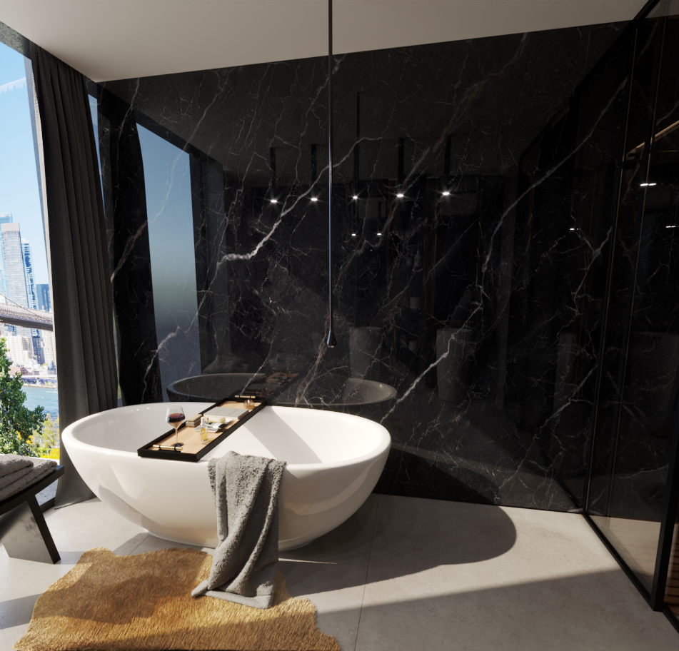 CHECK Smart Wall Tile 30004HG Marmor Carrara-Blau HG (3050x1120x8mm)